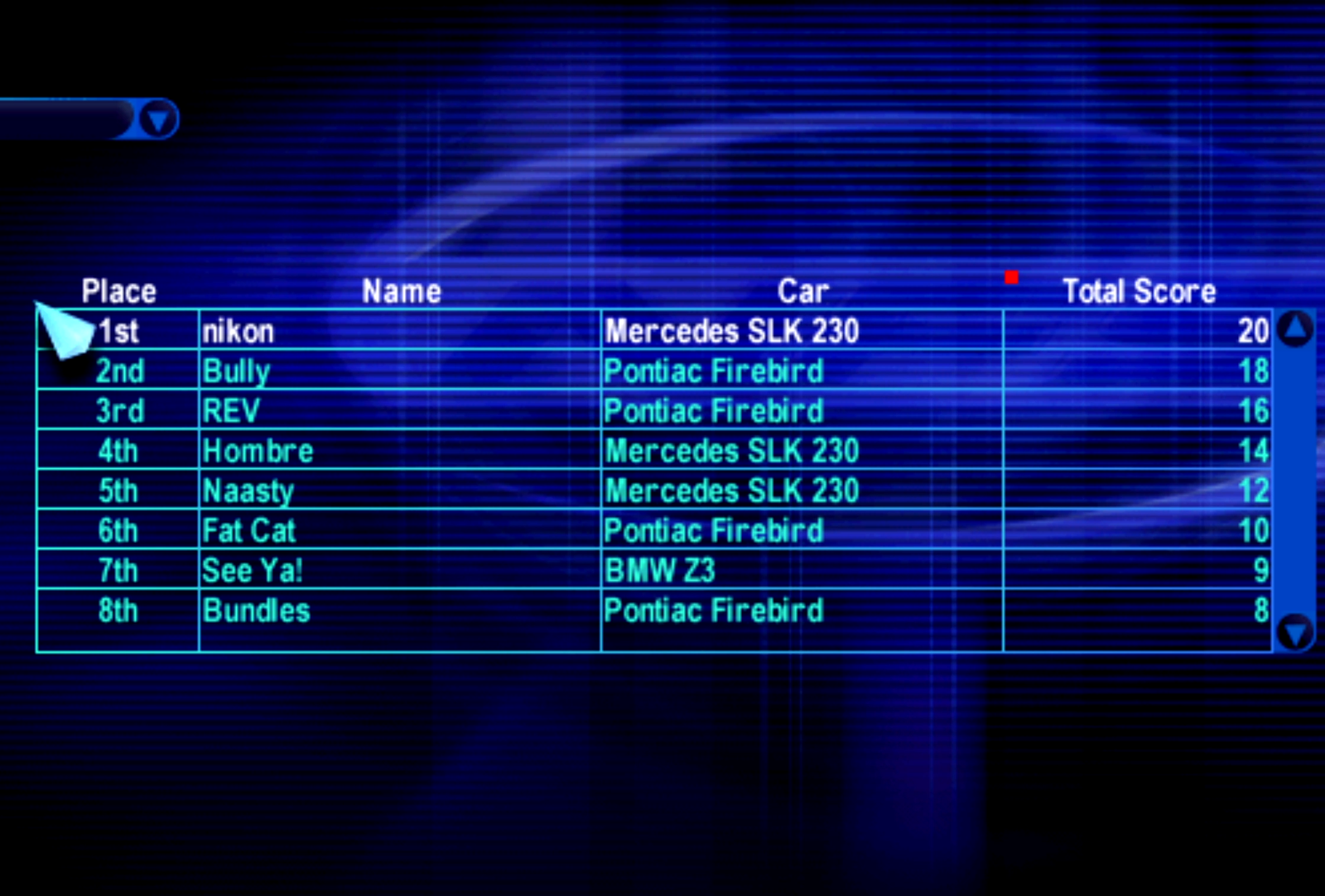 Custom Tournament score system