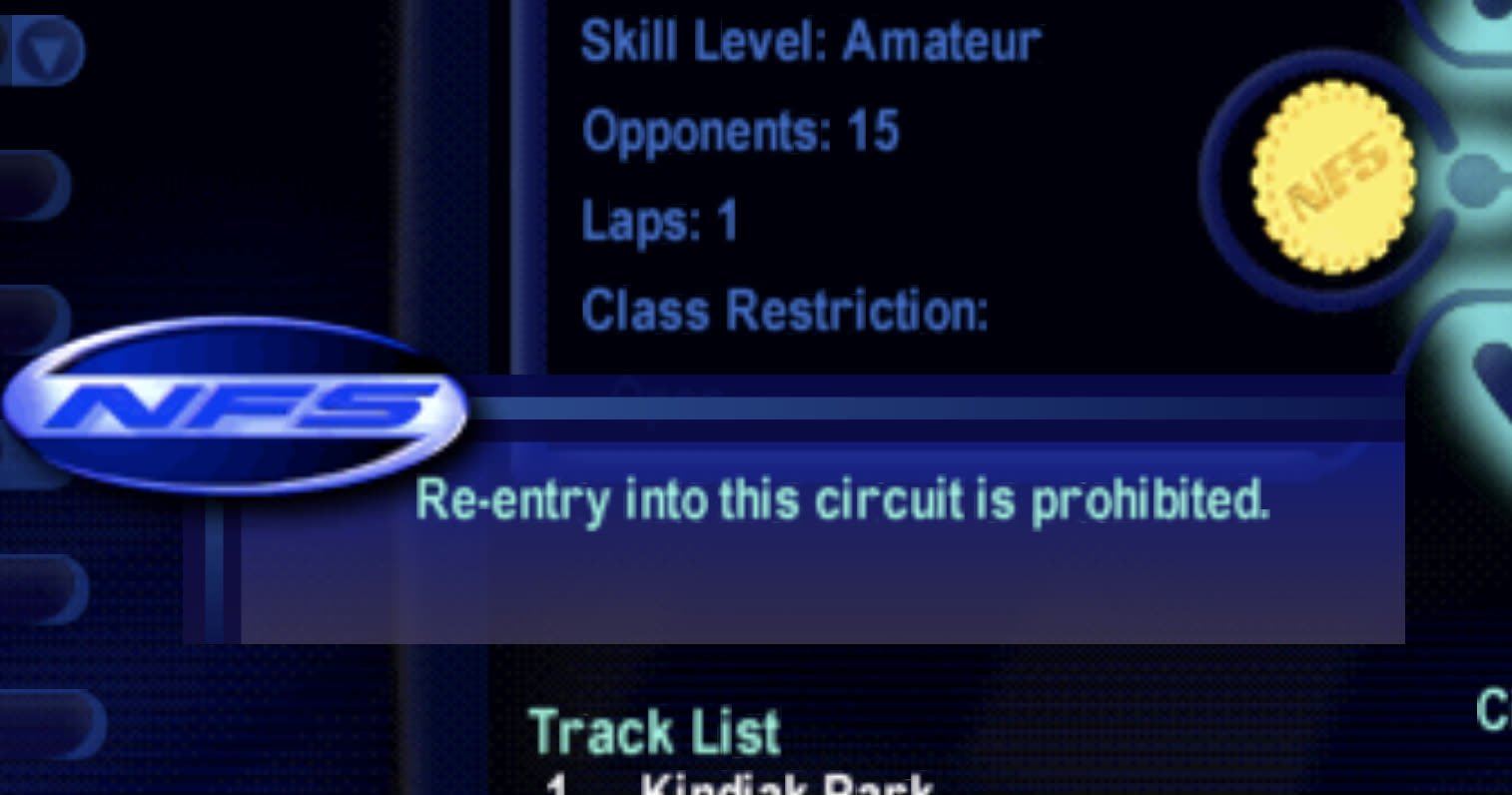 Re-entry prohibited message